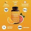image:imageViva Naturals Vitamin C and Zinc Supplements 1000mg  Zinc 20mg 250 Veggie Capsules  HighPotency amp Vitamin C with Zinc for Immune Support  NonGMO Gluten Free 8 Months SupplyVitamin C  Zinc