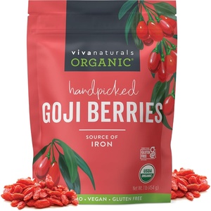 image:imageViva Naturals Organic Dried Goji Berries 1 lb 454 g  NonGMO Vegan Wolfberries Perfect for Goji Berry Tea Smoothies Baking amp Snacking1 Pound