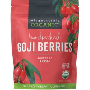 image:imageViva Naturals Organic Dried Goji Berries 1 lb 454 g  NonGMO Vegan Wolfberries Perfect for Goji Berry Tea Smoothies Baking amp Snacking2 Pound Pack of 6