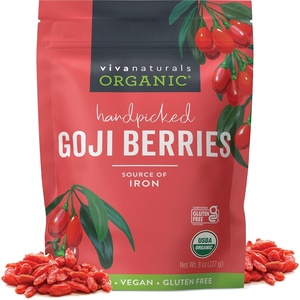 image:imageViva Naturals Organic Dried Goji Berries 1 lb 454 g  NonGMO Vegan Wolfberries Perfect for Goji Berry Tea Smoothies Baking amp Snacking8 Ounce