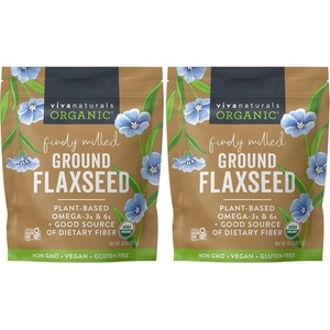 image:imageViva Naturals Organic Ground Flaxseed  Premium Quality PlantBased Protein and Vegan Omega 3 with Fiber Perfect for Smoothies Finely Milled Flaxseed 30 oz 850 g30 Ounce Pack of 2