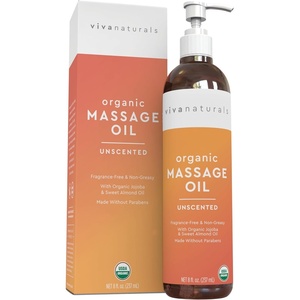 image:imageViva Naturals Organic Massage Oil Unscented 8 fl oz  NonGreasy Body Oil with MessFree Pump Moisturizing Massage Oils for Massage Therapy NonGMO and Certified Organic 237 mLUnscented
