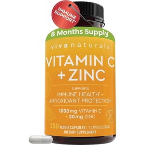 image:imageViva Naturals Vitamin C and Zinc Supplements 1000mg  Zinc 20mg 250 Veggie Capsules  HighPotency amp Vitamin C with Zinc for Immune Support  NonGMO Gluten Free 8 Months SupplyVitamin C  Zinc